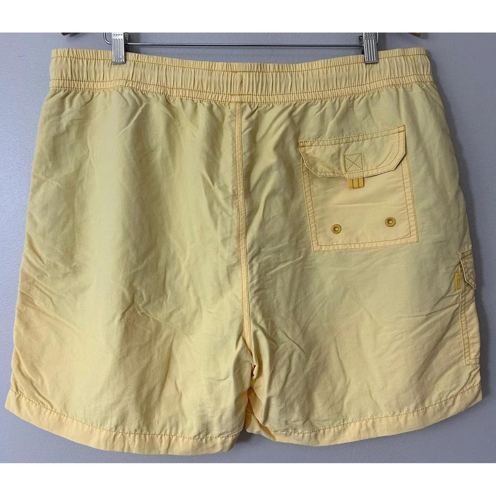 Tommy Bahama Swim Trunks Mens XL Yellow Cargo‎ Mesh Lined Nylon Relaxed Shorts